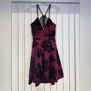 Iris Burgundy and Black Floral Dress